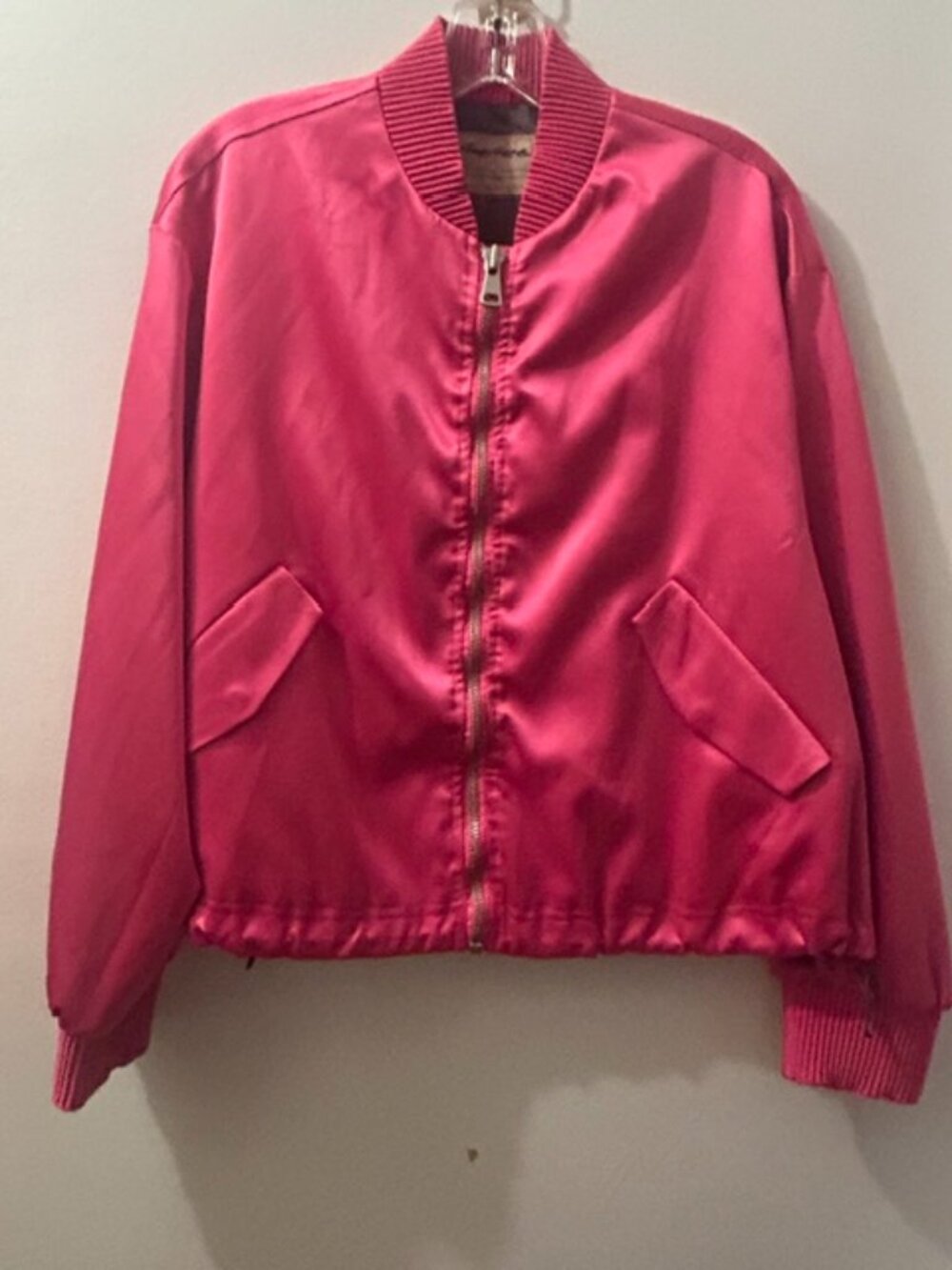 We The Free Free People Hot Pink Echo Adjustable Waist Lined Bomber Jacket NEW
